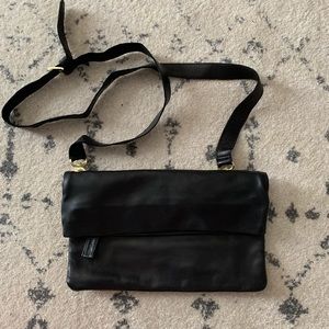 Black real leather cross body
